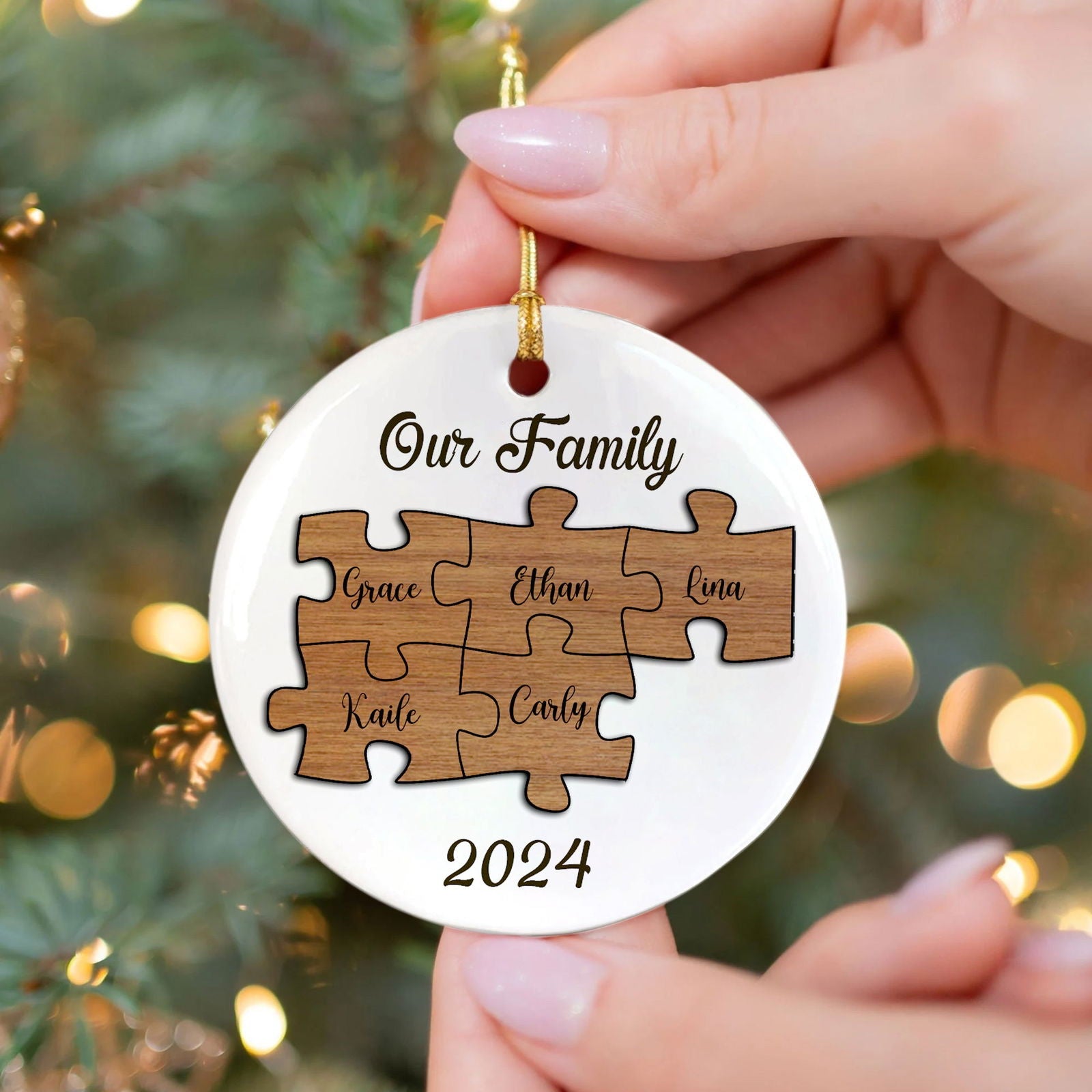 Personalized Ceramic Family Ornament, Puzzle Ornament, Pieces of our Family CX02-30 - 19Gifts