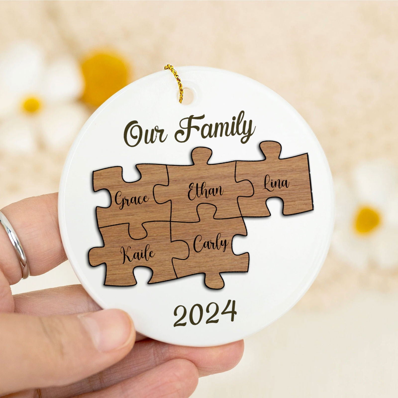 Personalized Ceramic Family Ornament, Puzzle Ornament, Pieces of our Family CX02-30 - 19Gifts