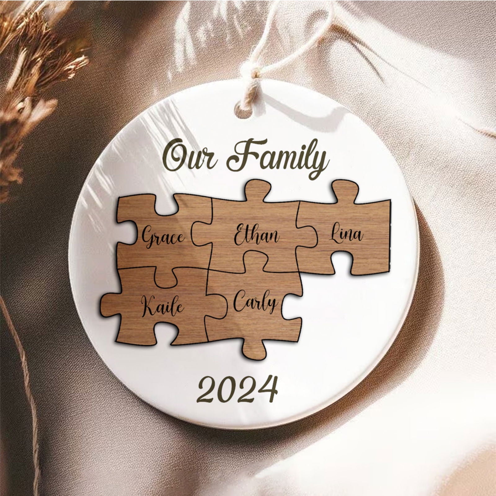 Personalized Ceramic Family Ornament, Puzzle Ornament, Pieces of our Family CX02-30 - 19Gifts