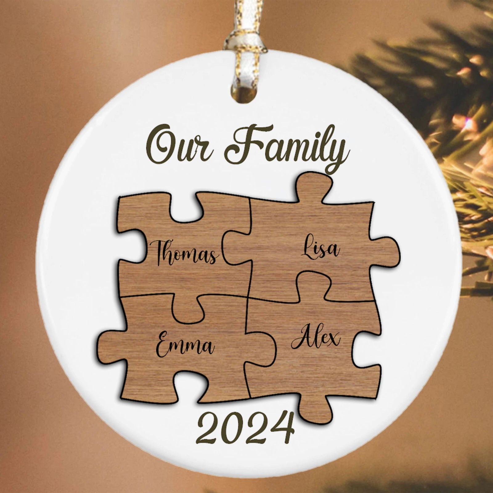 Personalized Ceramic Family Ornament, Puzzle Ornament, Pieces of our Family CX02-30 - 19Gifts
