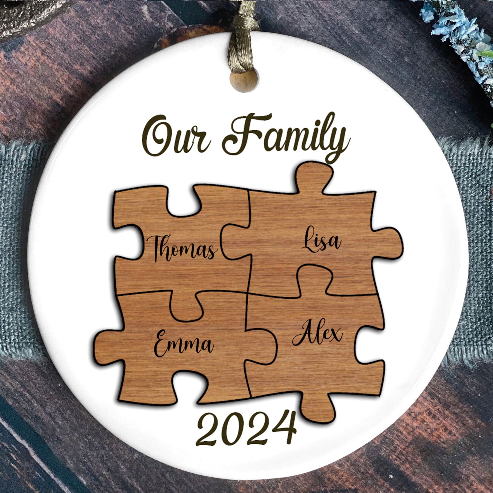 Personalized Ceramic Family Ornament, Puzzle Ornament, Pieces of our Family CX02-30 - 19Gifts
