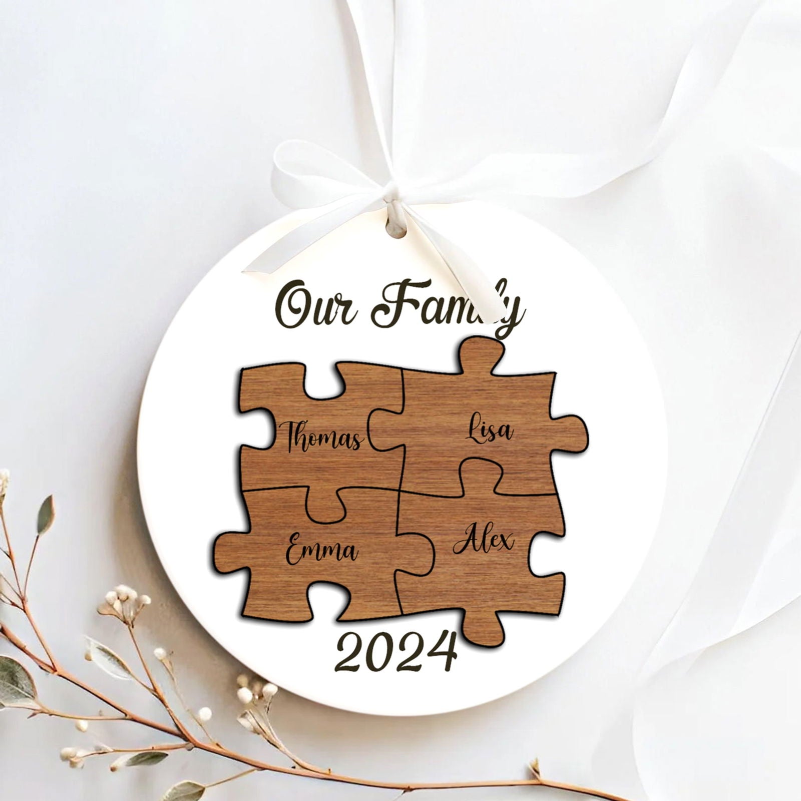 Personalized Ceramic Family Ornament, Puzzle Ornament, Pieces of our Family CX02-30 - 19Gifts