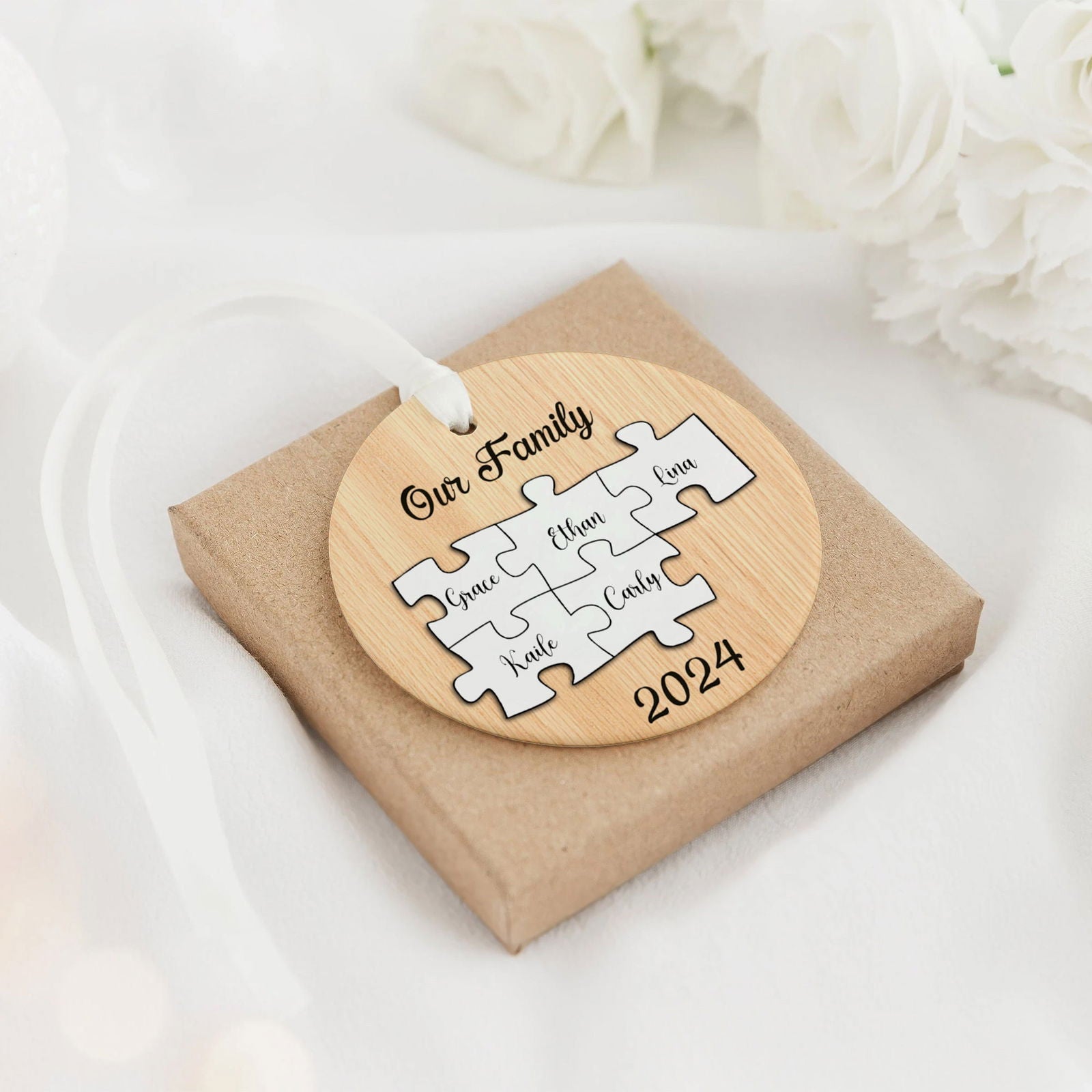 Personalized Ceramic Family Ornament, Puzzle Ornament, Pieces of our Family CX02-31 - 19Gifts