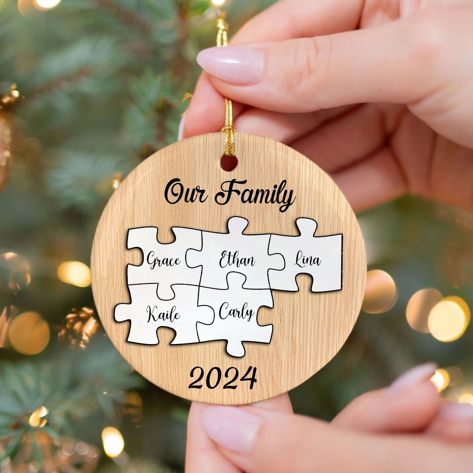 Personalized Ceramic Family Ornament, Puzzle Ornament, Pieces of our Family CX02-31 - 19Gifts