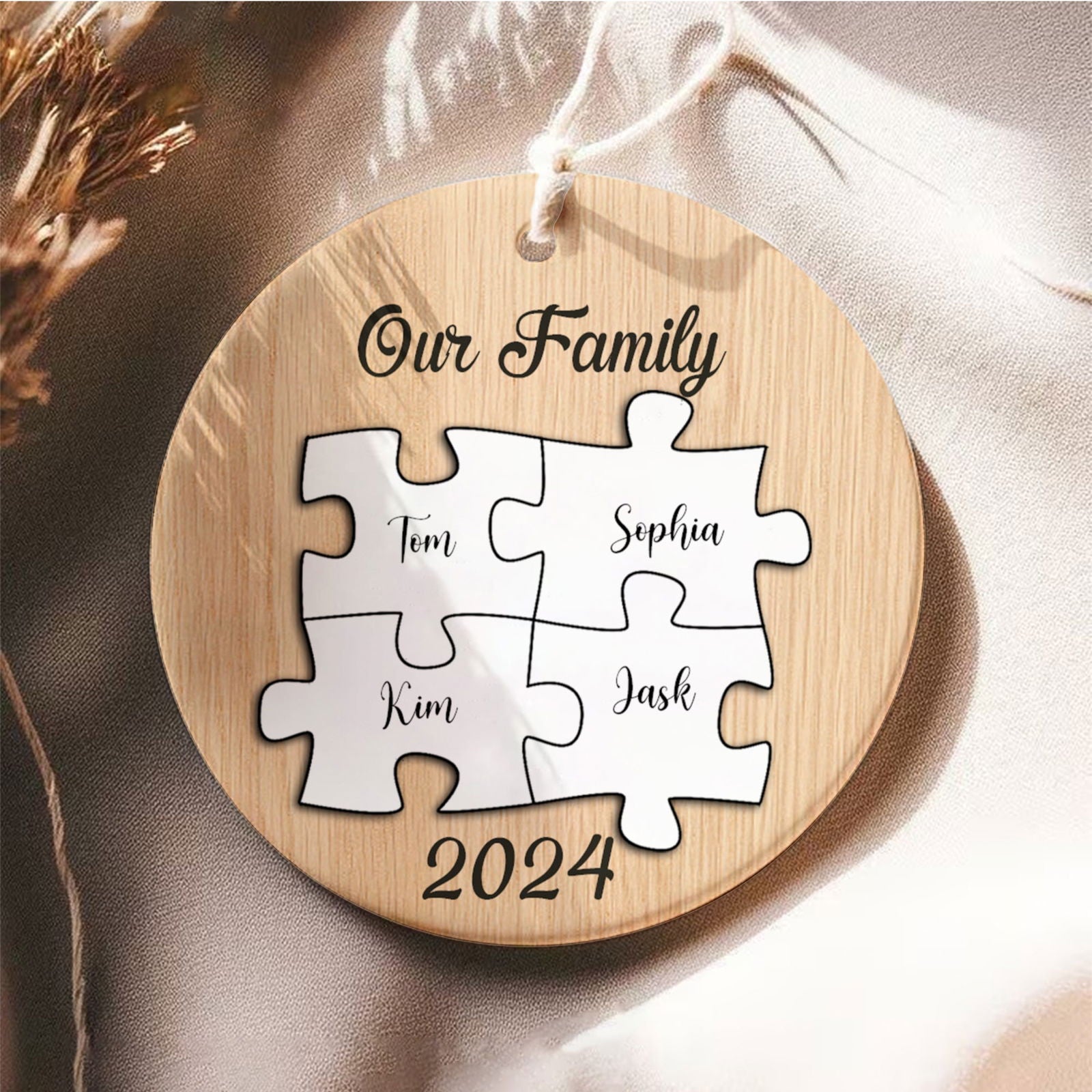 Personalized Ceramic Family Ornament, Puzzle Ornament, Pieces of our Family CX02-31 - 19Gifts