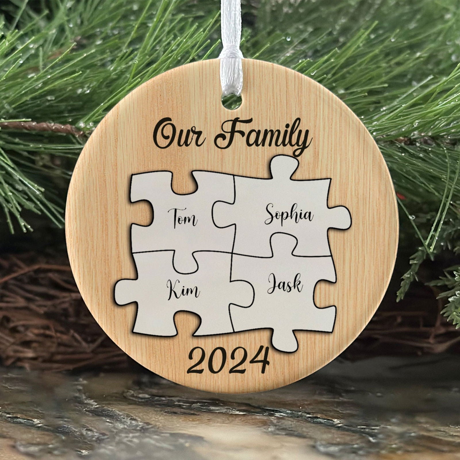 Personalized Ceramic Family Ornament, Puzzle Ornament, Pieces of our Family CX02-31 - 19Gifts
