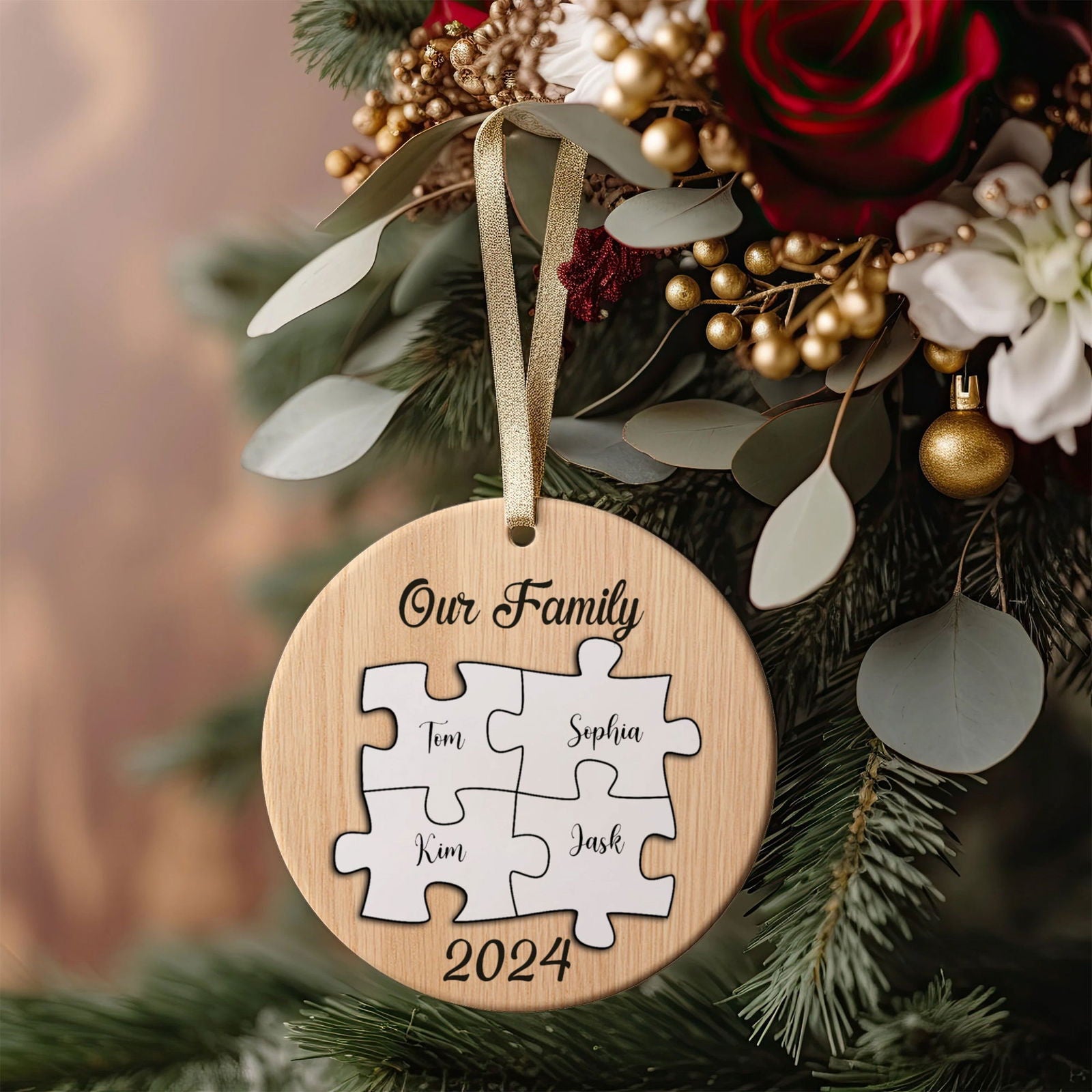 Personalized Ceramic Family Ornament, Puzzle Ornament, Pieces of our Family CX02-31 - 19Gifts