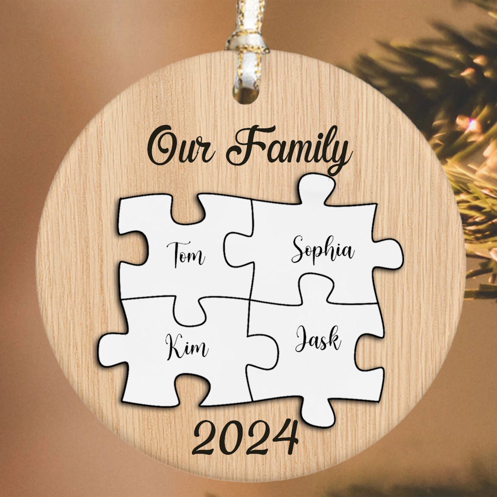 Personalized Ceramic Family Ornament, Puzzle Ornament, Pieces of our Family CX02-31 - 19Gifts
