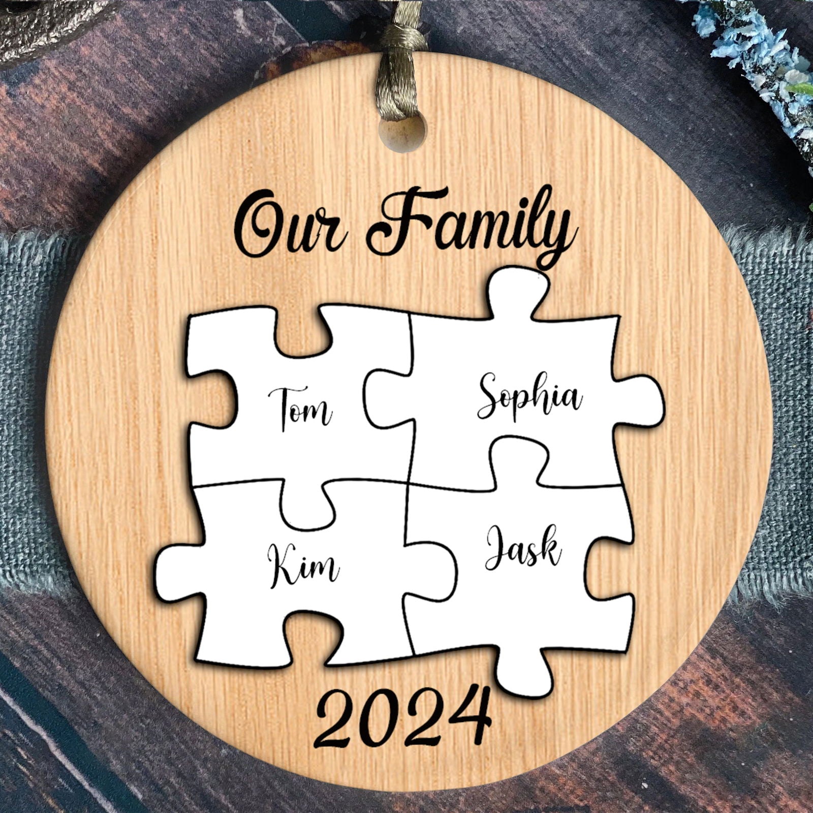 Personalized Ceramic Family Ornament, Puzzle Ornament, Pieces of our Family CX02-31 - 19Gifts