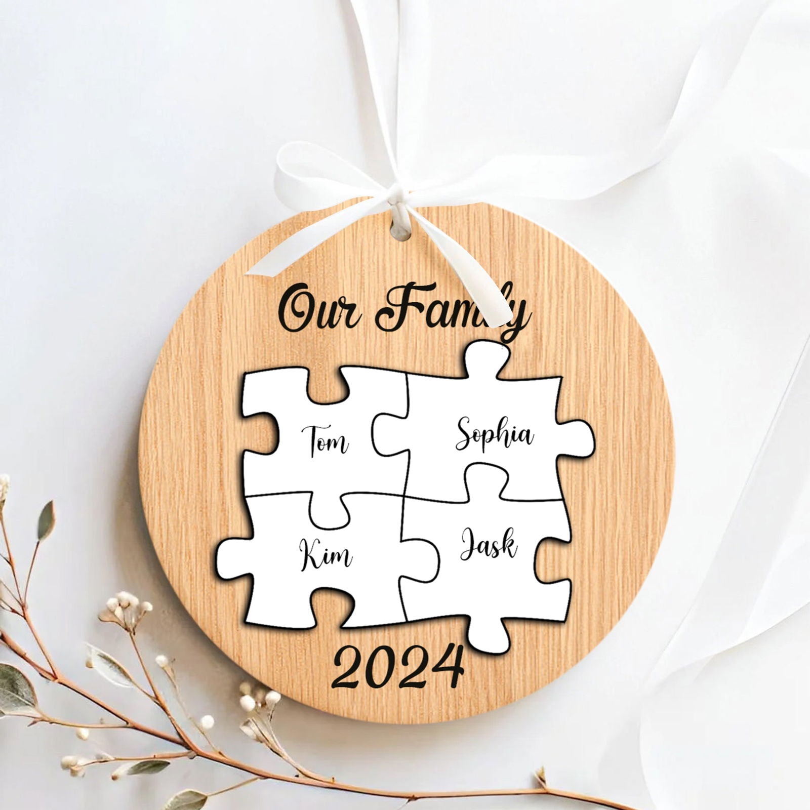 Personalized Ceramic Family Ornament, Puzzle Ornament, Pieces of our Family CX02-31 - 19Gifts