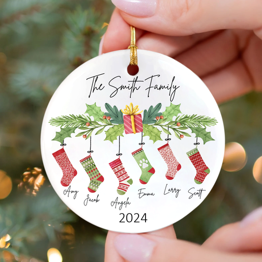 Personalized Ceramic Ornament Family Gift, Christmas Ornament 2024, CX04-100 - 19Gifts
