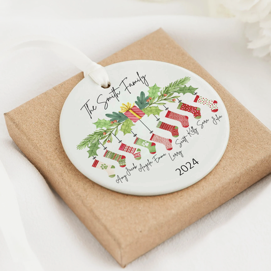 Personalized Ceramic Ornament Family Gift, Christmas Ornament 2024, CX04-100 - 19Gifts