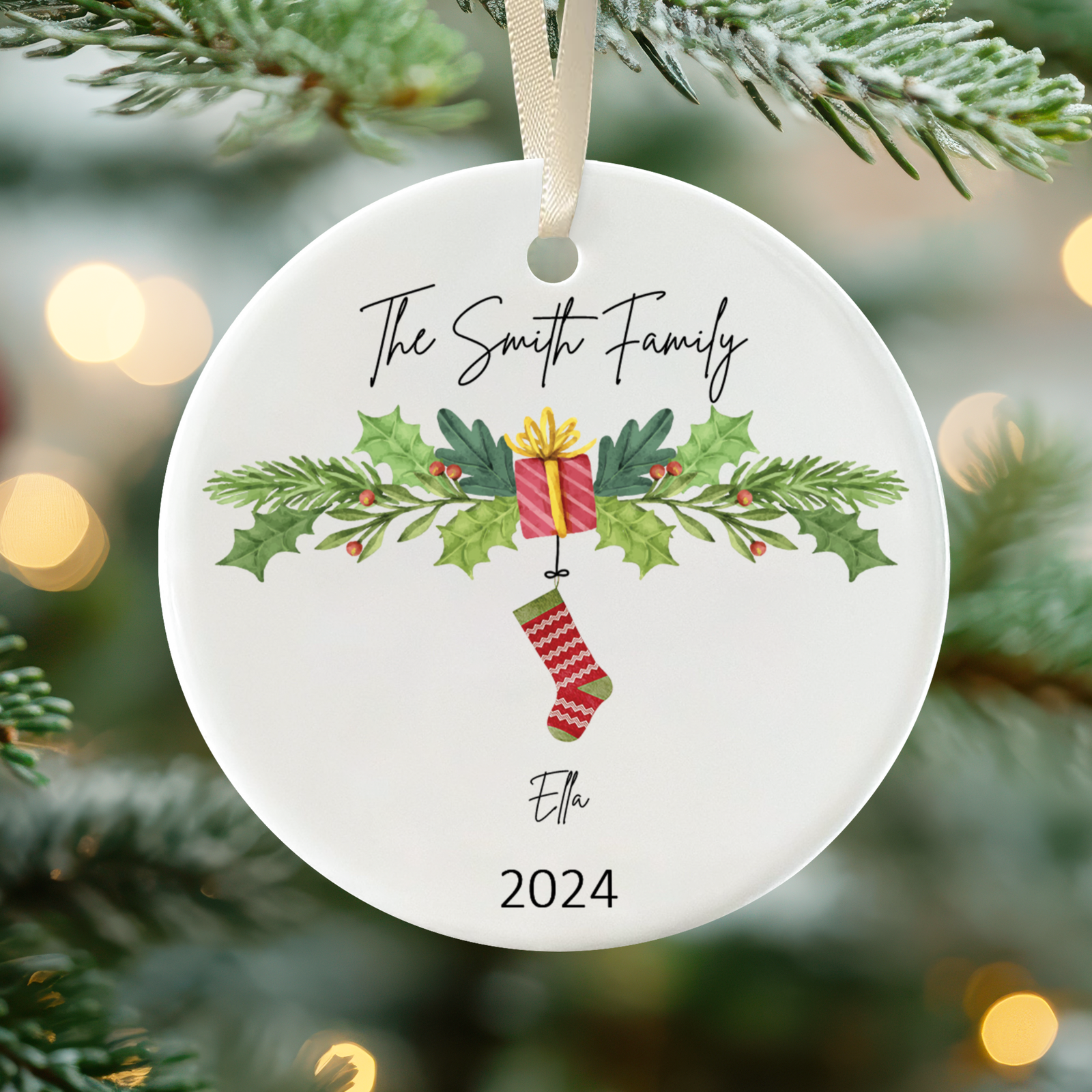 Personalized Ceramic Ornament Family Gift, Christmas Ornament 2024, CX04-100 - 19Gifts