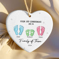 Personalized Ceramic Ornament Family Gift, First Christmas As A Family Of Four Footprints Ornament CY04-64 - 19Gifts