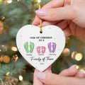 Personalized Ceramic Ornament Family Gift, First Christmas As A Family Of Four Footprints Ornament CY04-64 - 19Gifts