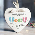 Personalized Ceramic Ornament Family Gift, First Christmas As A Family Of Four Footprints Ornament CY04-64 - 19Gifts