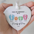 Personalized Ceramic Ornament Family Gift, First Christmas As A Family Of Four Footprints Ornament CY04-64 - 19Gifts