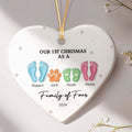 Personalized Ceramic Ornament Family Gift, First Christmas As A Family Of Four Footprints Ornament CY04-64 - 19Gifts