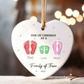 Personalized Ceramic Ornament Family Gift, First Christmas As A Family Of Four Footprints Ornament CY04-64 - 19Gifts