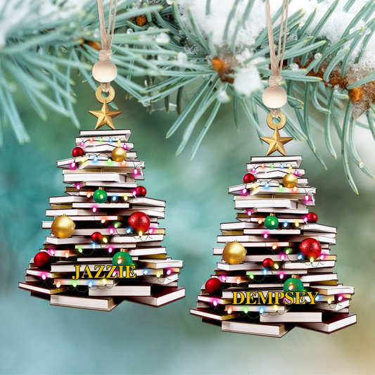 Personalized Christmas Book Tree Name Ornament, Book Lover Gift, Bookworm Gifts CF111 - 19Gifts