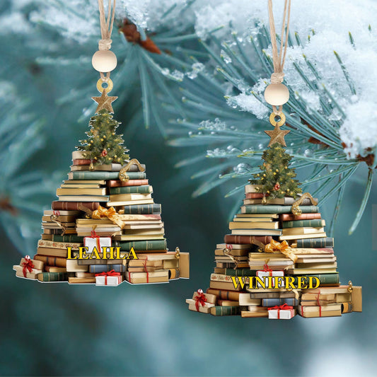 Personalized Christmas Book Tree Name Ornament, Book Lover Gift, Bookworm Gifts CF235 - 19Gifts