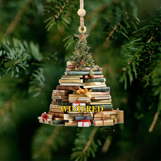 Personalized Christmas Book Tree Name Ornament, Book Lover Gift, Bookworm Gifts CF235 - 19Gifts