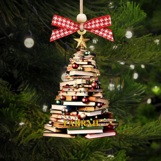 Personalized Christmas Book Tree Name Ornament, Book Lover Gift CF110 - 19Gifts