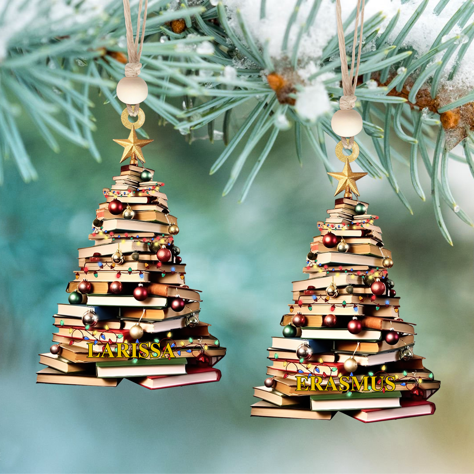 Personalized Christmas Book Tree Name Ornament, Book Lover Gift CF110 - 19Gifts