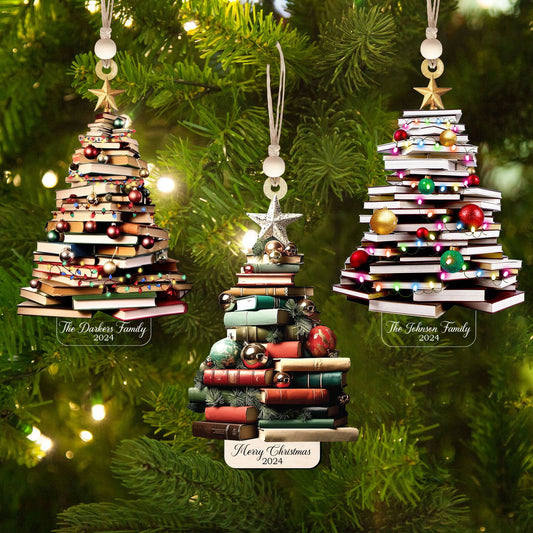 Personalized Christmas Book Tree Ornament, Book Lover Christmas Ornament CF86 - 19Gifts