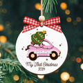 Personalized Christmas Car Baby Ornament, Wooden Baby First Christmas Ornament CF634 - 19Gifts