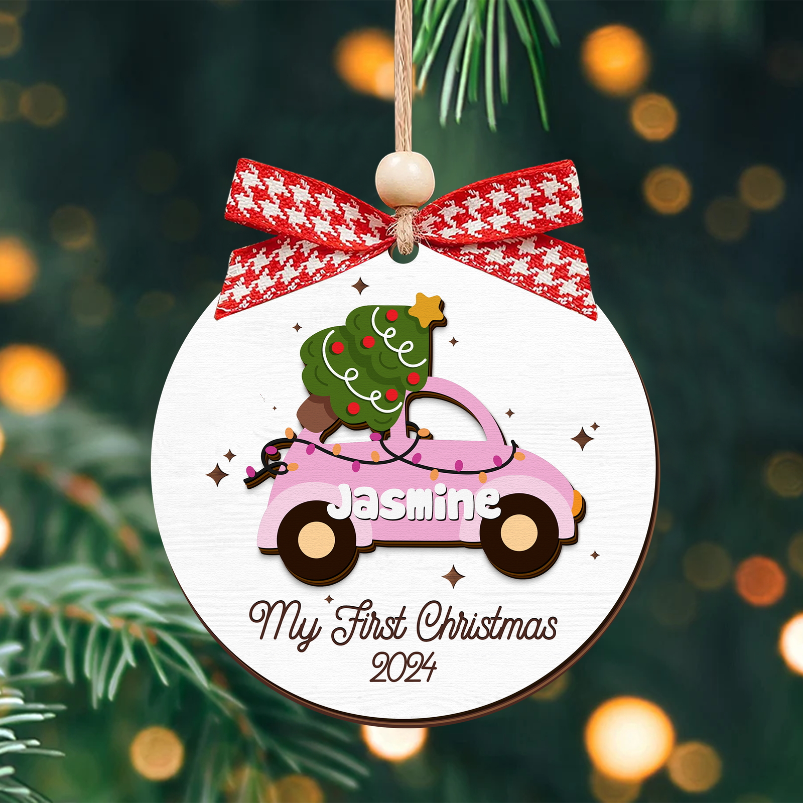 Personalized Christmas Car Baby Ornament, Wooden Baby First Christmas Ornament CF634 - 19Gifts