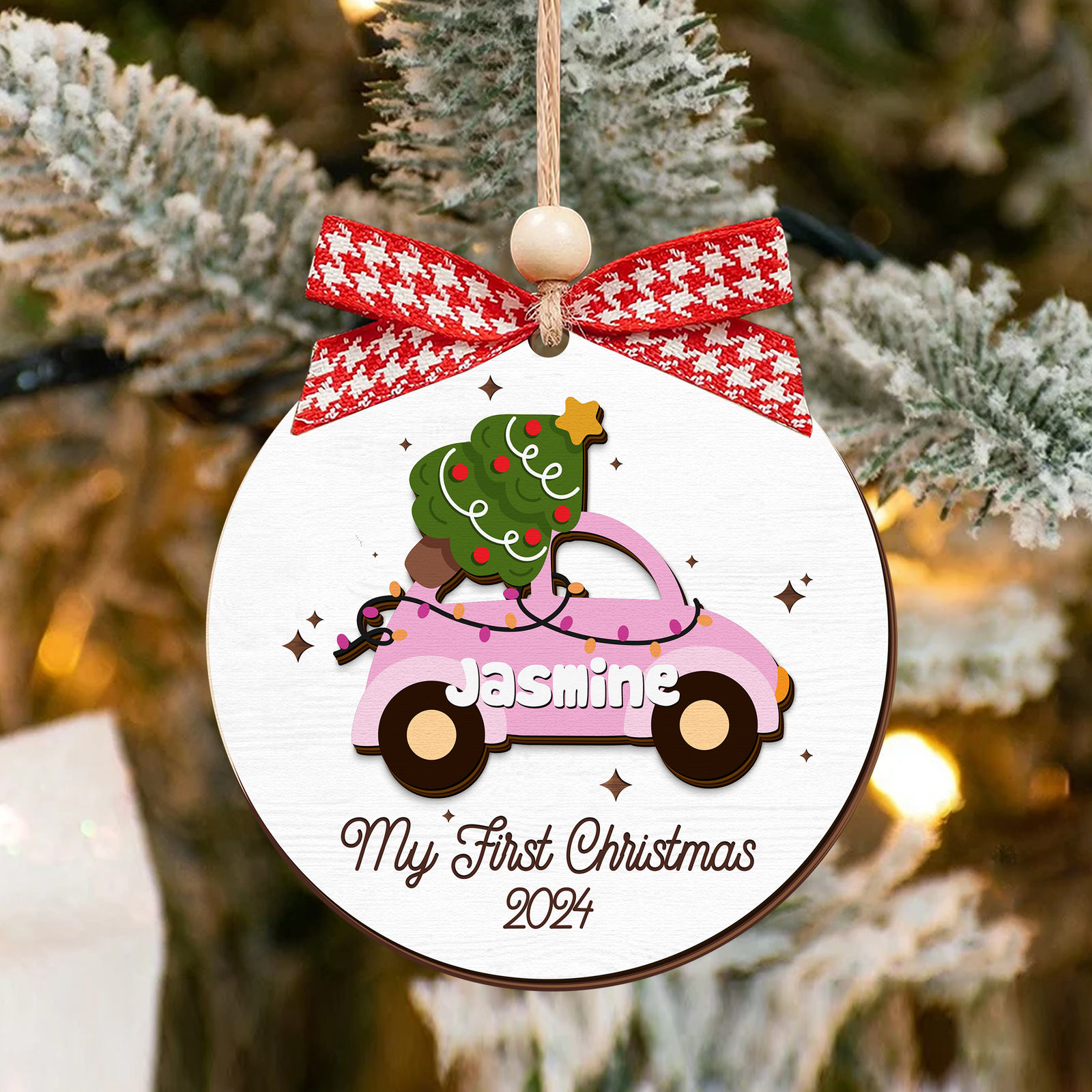 Personalized Christmas Car Baby Ornament, Wooden Baby First Christmas Ornament CF634 - 19Gifts