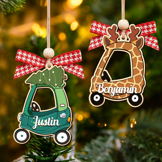 Personalized Christmas Cozy Coupe Baby Ornament, Wooden Baby Car Ornament CF626 - 19Gifts
