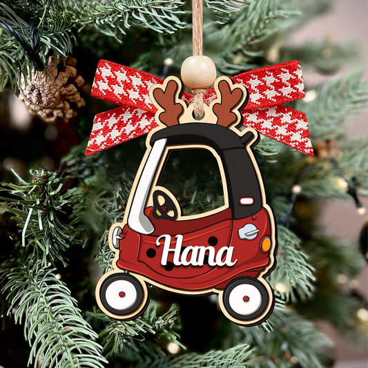 Personalized Christmas Cozy Coupe Baby Ornament, Wooden Baby Car Ornament CF626 - 19Gifts
