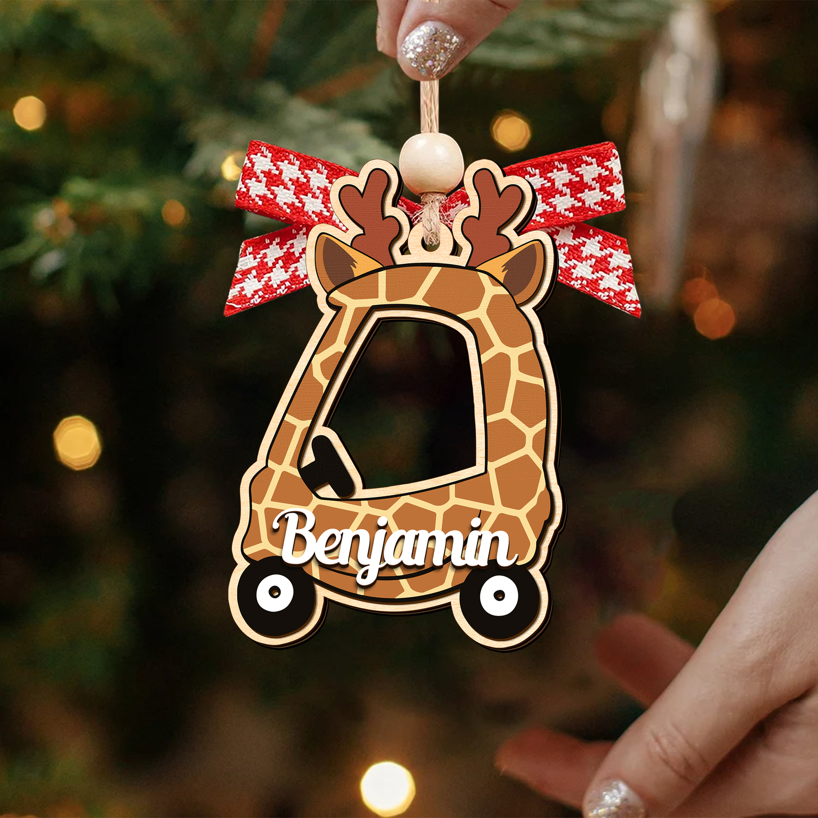 Personalized Christmas Cozy Coupe Baby Ornament, Wooden Baby Car Ornament CF626 - 19Gifts