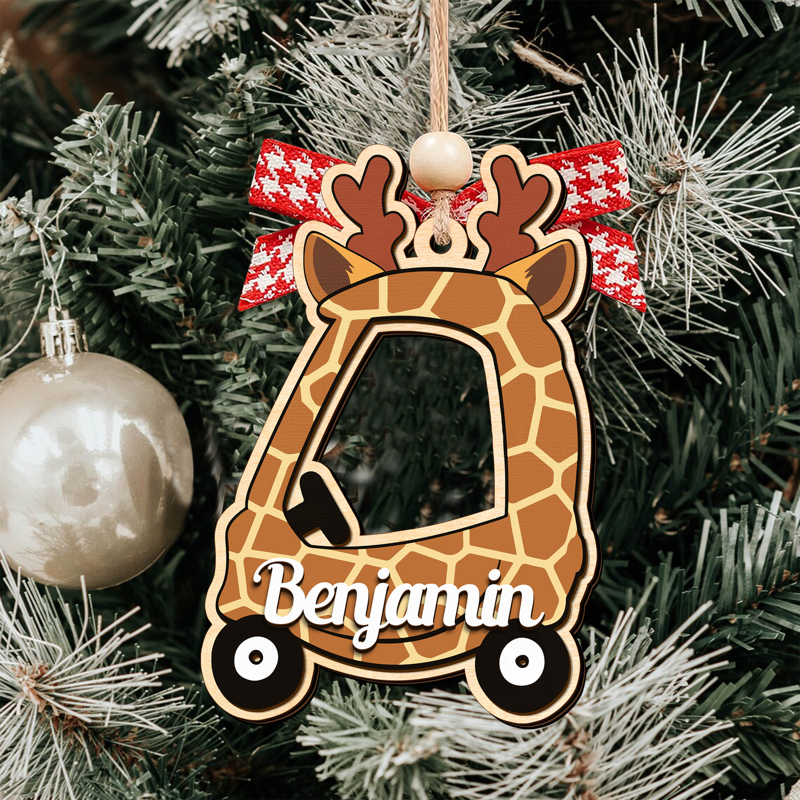 Personalized Christmas Cozy Coupe Baby Ornament, Wooden Baby Car Ornament CF626 - 19Gifts