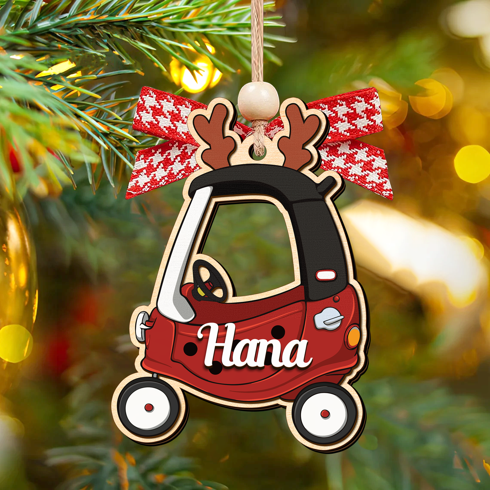 Personalized Christmas Cozy Coupe Baby Ornament, Wooden Baby Car Ornament CF626 - 19Gifts