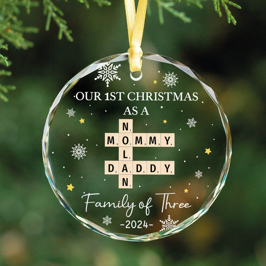 Personalized Christmas Crossword Glass Ornament 2024, Family Gift, New Mom New Dad Gift, GX04-90 - 19Gifts