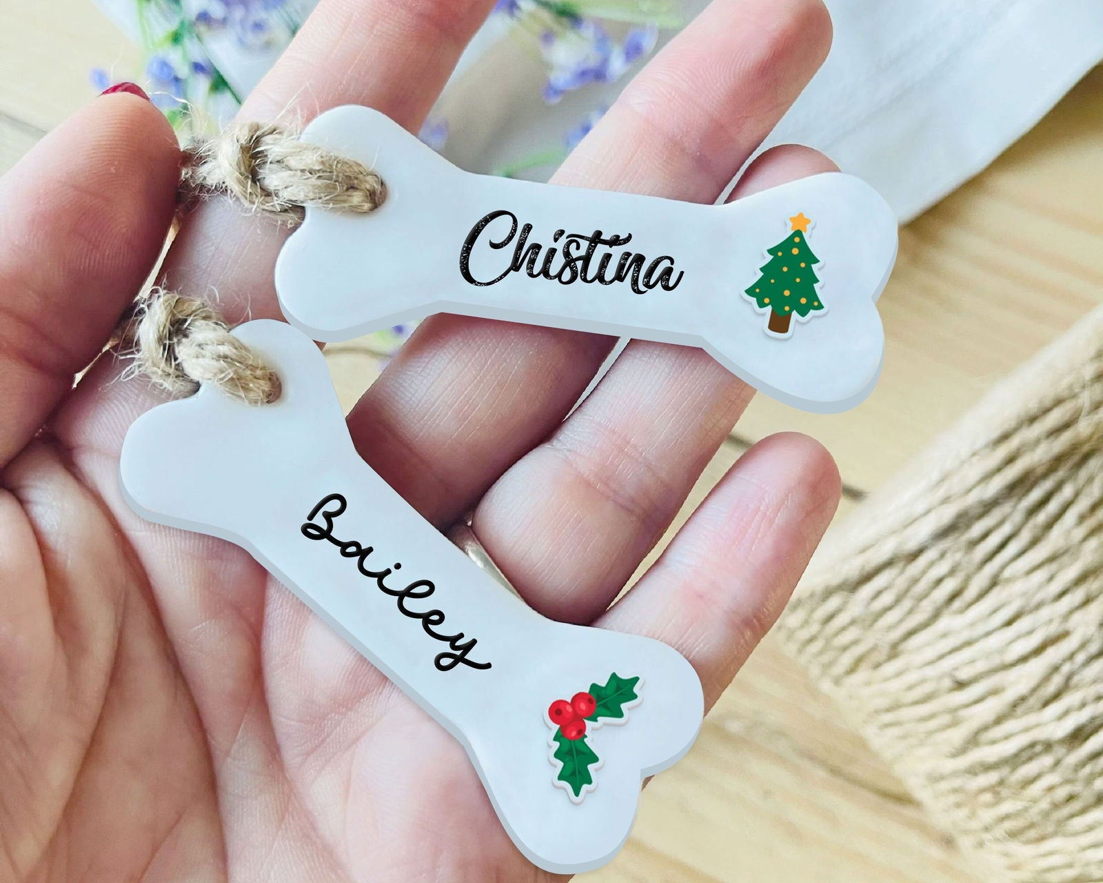 Personalized Christmas Dog Bone 2024 ornament, Personalized Pet ornaments CF28 - 19Gifts