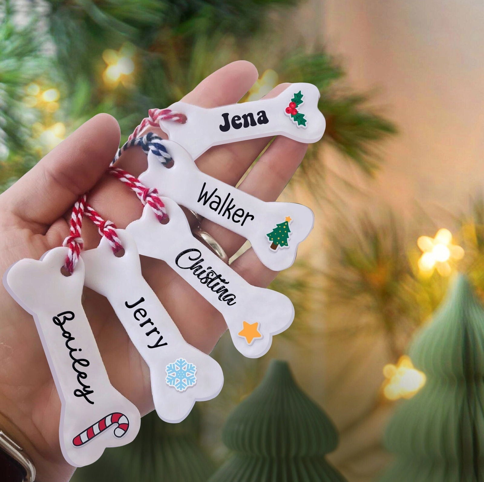 Personalized Christmas Dog Bone 2024 ornament, Personalized Pet ornaments CF28 - 19Gifts