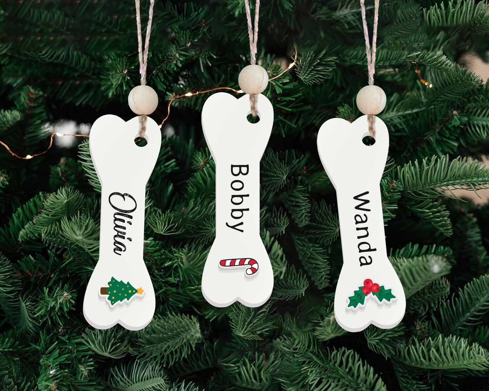 Personalized Christmas Dog Bone 2024 ornament, Personalized Pet ornaments CF28 - 19Gifts