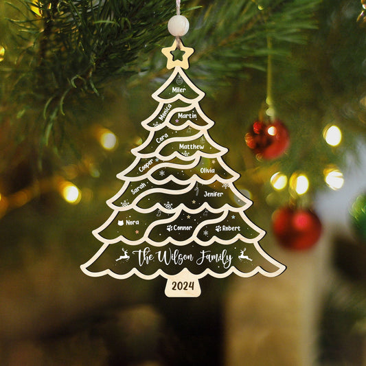 Personalized Christmas Family Names Tree Ornament, Family Ornament With Pets, Christmas Tree Name, 2024 Christmas Ornament CF49 - 19Gifts