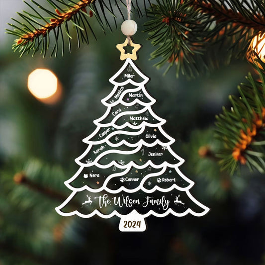 Personalized Christmas Family Names Tree Ornament, Family Ornament With Pets, Christmas Tree Name, 2024 Christmas Ornament CF49 - 19Gifts