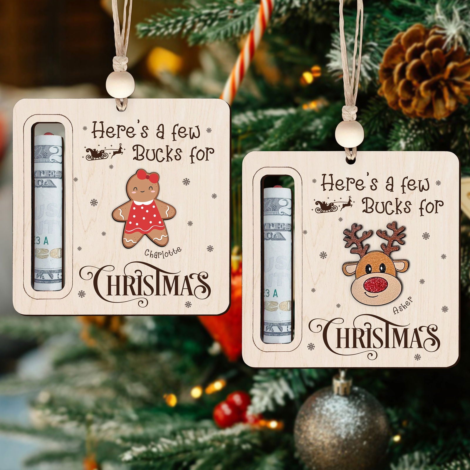 Personalized Christmas Money Holder, Here’s A Few Bucks for Christmas, Money Holder Tree Christmas Gifts, CF32 - 19Gifts