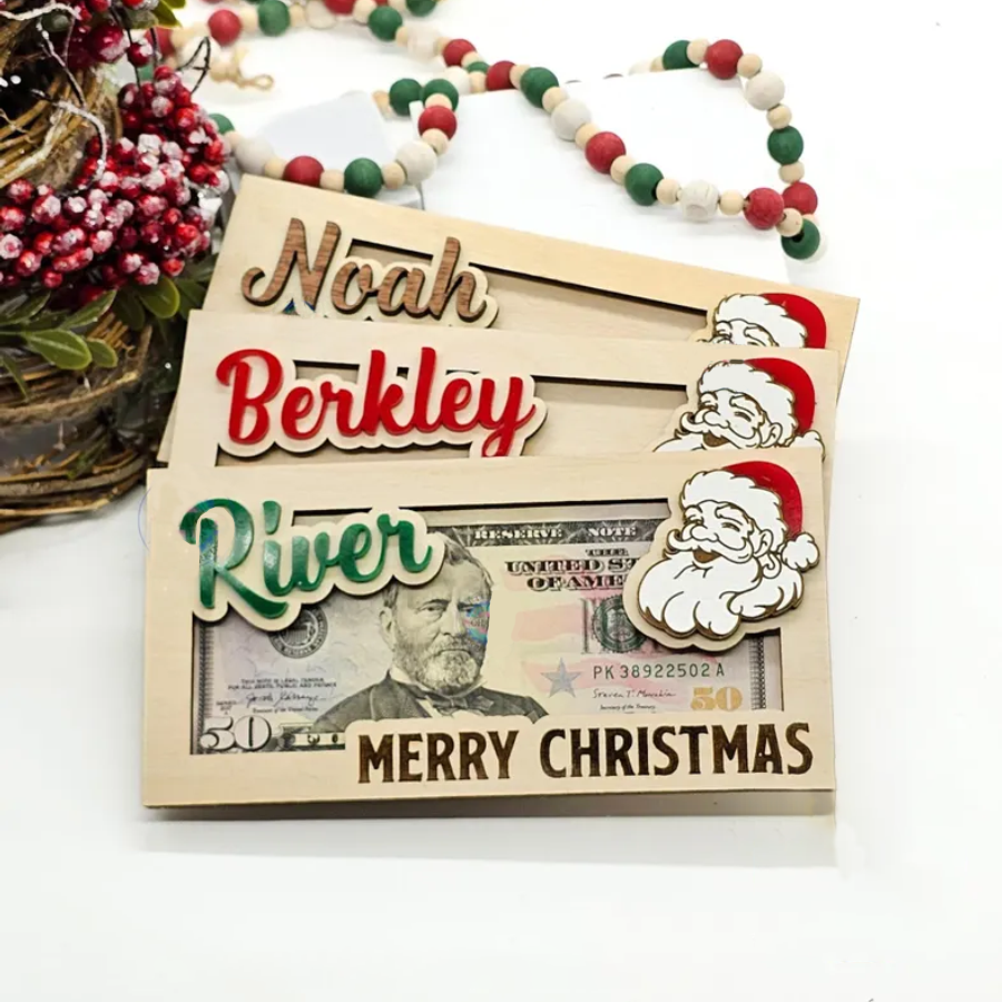 Personalized Christmas Money Holders, Christmas Cash Holder Gift, Santa Money Cards MH - 19Gifts