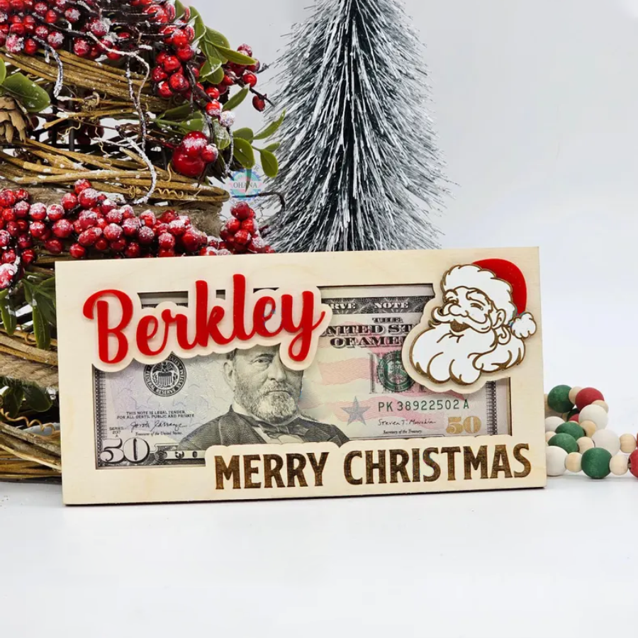 Personalized Christmas Money Holders, Christmas Cash Holder Gift, Santa Money Cards MH - 19Gifts