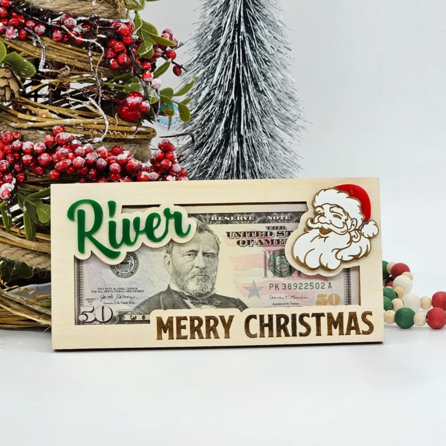 Personalized Christmas Money Holders, Christmas Cash Holder Gift, Santa Money Cards MH - 19Gifts