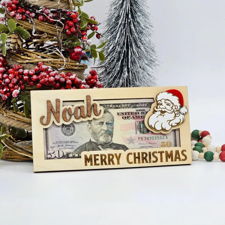 Personalized Christmas Money Holders, Christmas Cash Holder Gift, Santa Money Cards MH - 19Gifts