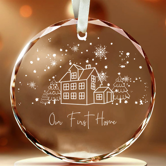 Personalized Christmas New Home Glass Ornament, Our First Home Ornament Gift GX03-4 - 19Gifts