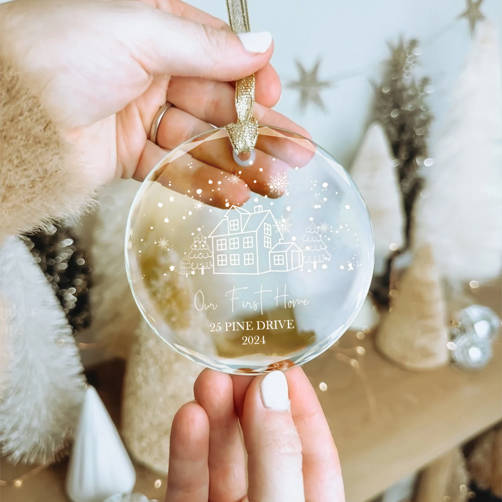 Personalized Christmas New Home Glass Ornament, Our First Home Ornament Gift GX03-4 - 19Gifts